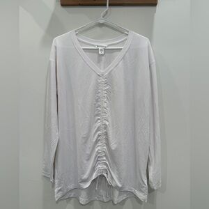 Athleta Women’s Medium White CROSSOVER RUCHED TOP